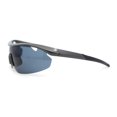 thumbnail image 3 of Mens Baseball Half Rim Wrap Around Oversized Shield Sport Sunglasses Grey - Black, 3 of 4