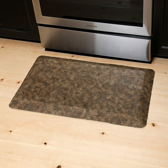 Emeril Lagasse Comfort Air Damask Kitchen Mat, Beige/Brown, 19.6"x39"