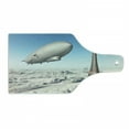 thumbnail image 1 of Paris Cutting Board, Zeppelin and Eiffel Tower over Clouds Sky Dreamy Famous Place on Earth Picture, Tempered Glass Cutting and Serving Board, Wine Bottle Shape, Blue and Grey, by Ambesonne, 1 of 1