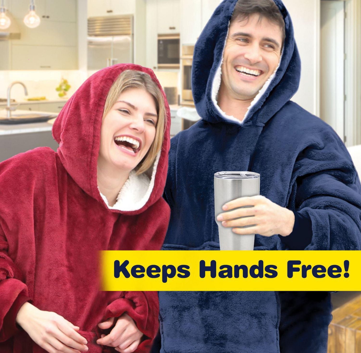 Huggle Hoodie, Ultra Plush Adult Blanket, Red, One Size