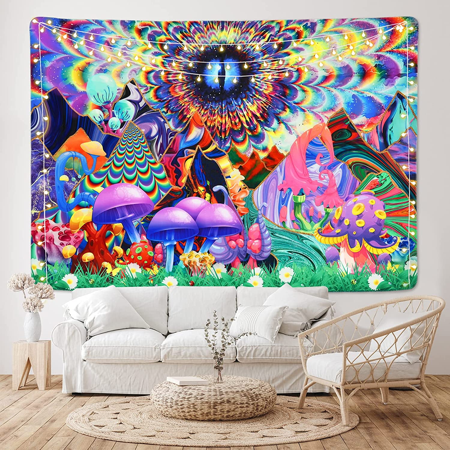 Trippy Tapestry Psychedelic Mushroom Tapestry Mountain Tapestry Fantasy Plant Tapestry Trippy Colorful Tapestry Wall Hanging for Room 51.2 x 59.1 inches Multicolor 51.2 59.1 Walmart