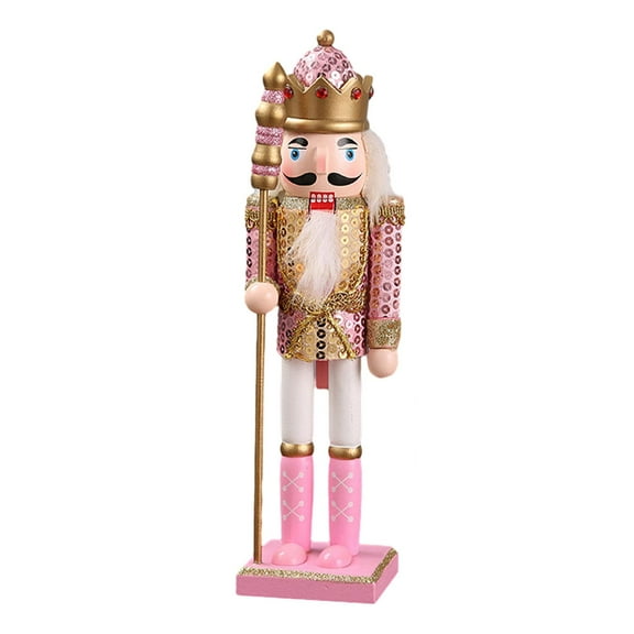 Christmas Nutcracker Ornament 12inch Sculpture for Shelves Tabletop Festival Pink