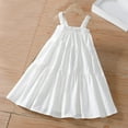thumbnail image 2 of Ashirexll Girls Summer Dresses, Little Girls Dresses, Summer Girls' Solid Color Camisole Dress with Stylish White Flower Bud Hem Skirt, 2 of 7
