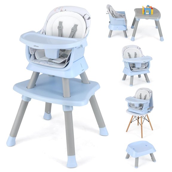 OLAKIDS 8 in 1 Baby High Chair, Convertible Highchair for Babies and Toddlers, Infant Dining Booster Seat, Building Block Table, Kids Stool Table Chair Set with Removable Tray