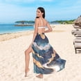thumbnail image 6 of FORMRS Womens Long Sarong Beach Wrap Semi-Sheer Bikini Skirt Bathing Swimsuit Cover Up, Green Mountains, 6 of 7