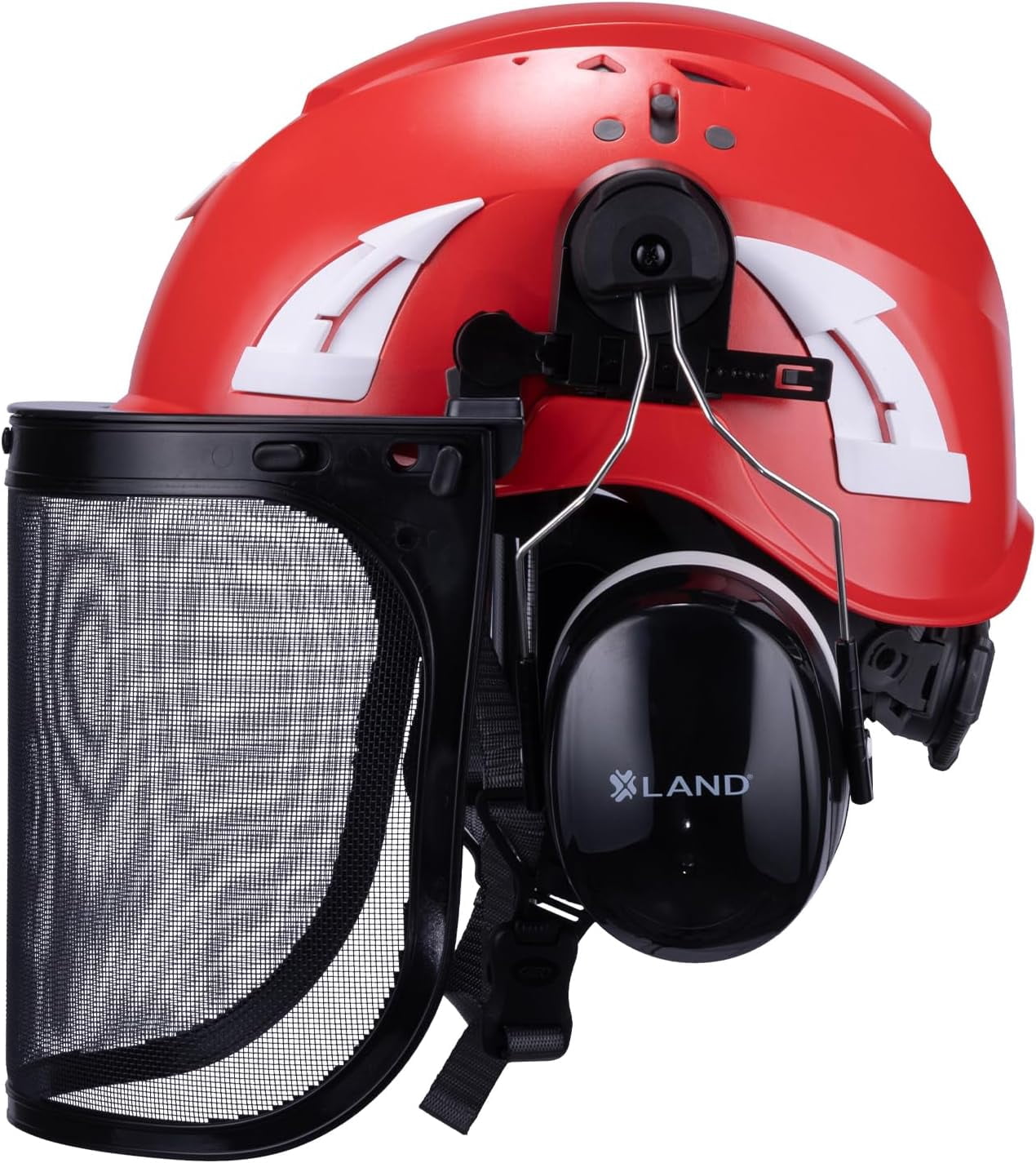 Land Helemts AeroPro ArborKit - Type 1 Class C Forestry Safety Kit - Includes Earmuffs, Faceshield & Safety Helmet - ANSI/ISEA Z89.1 - Red