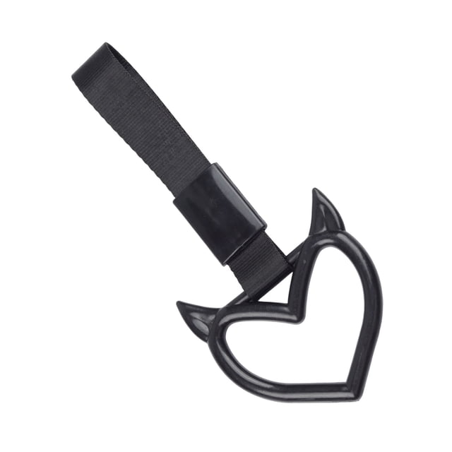Hioecau Devil Heart Hand Ring Car Rear Bumper Warning Ring Universal Train Bus Auto Heart-Shaped Handle Strap Decoration Car Accessories