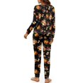 thumbnail image 3 of DISNIMO Womens Pajama Set Turkey Pumpkin Print 4 Piece Pj Set Long Sleeve Lounge Set with Pockets Round Neck Sleepwear with Hairband Loose Fit Nightwear with Long Pants, 2XL, 3 of 7