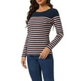 thumbnail image 4 of INSPIRE CHIC Blouse pour Femme à Rayures à Blocs de Couleur à Manches Longues T-Shirt Décontracté S Bleu Rose, 4 of 6