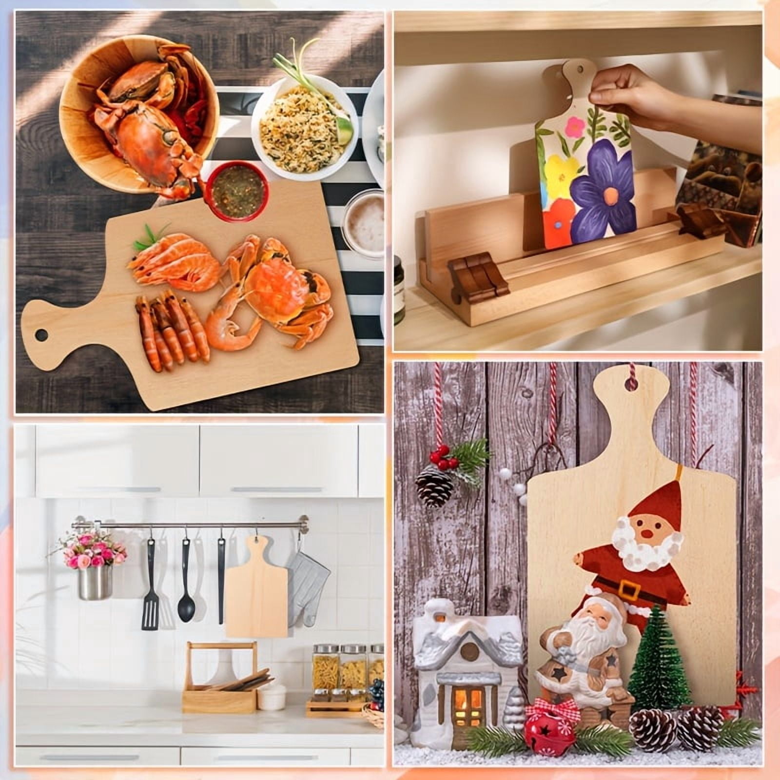 48Pcs Mini Cutting Boards With Handle, Mini Charcuterie Boards, Small Wooden Cutting Board, Unfinished Wood Paddle Boards, Cutting Board for Crafts, Christmas Cooking Decor, Food Display, DIY