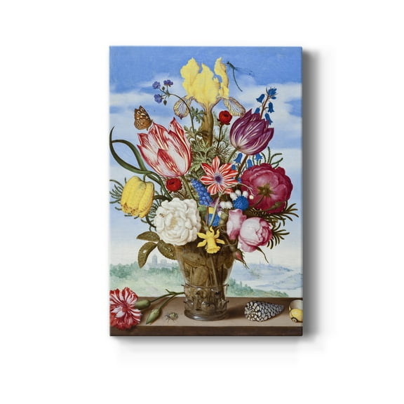 Bouquet of Flowers on a Ledge Premium Gallery Wrapped Canvas - Ready to Hang - 8 x 12