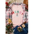 thumbnail image 3 of Women's Pink Sequin MERRY Santa Claus Graphic T-Shirt for Holiday Cheer - [ZhiHiMeRi] | (US 20-22)2XL, 3 of 6