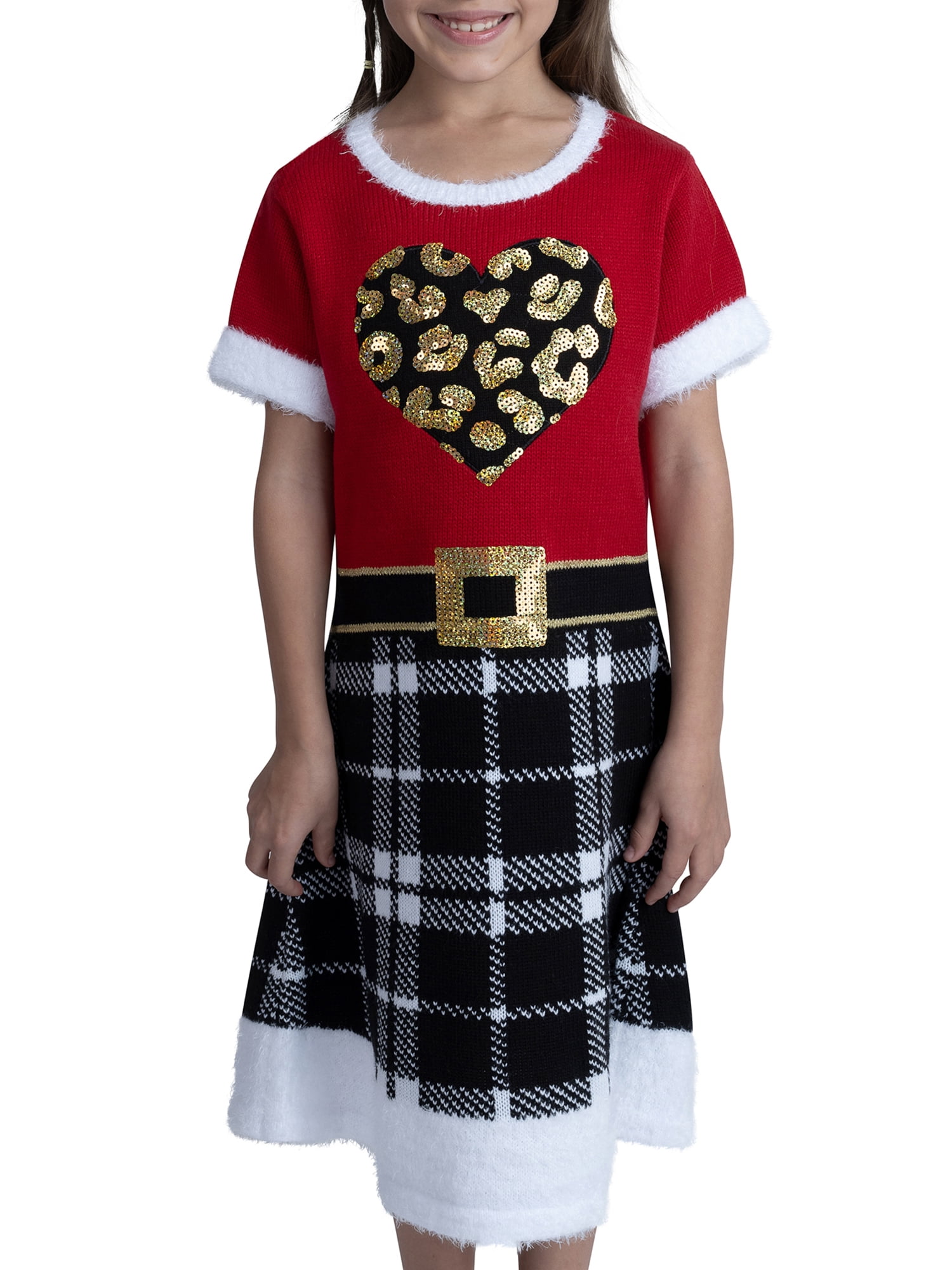 Jolly Sweaters Girls Christmas Novelty Sweater Dress, Sizes 4-16