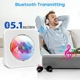 thumbnail image 3 of Reproductor de CD portátil con altavoces, Bluetooth 2 vías, sonido estéreo Hi-Fi, radio FM, USB, AUX, mando a distancia, temporizador, blanco, 3 of 7