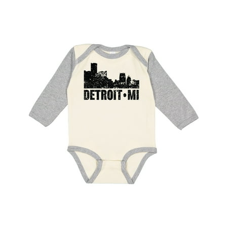 

Inktastic Detroit Skyline Grunge Gift Baby Boy or Baby Girl Long Sleeve Bodysuit