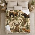 thumbnail image 5 of Rustic North American Wildlife Forest Scene, Peaceful Mountain Lake Scene, Warm Flannel Blanket for Cabin and Lodge, Outdoor Lovers Camping Gift, Rustic Home Decor, 5 of 9