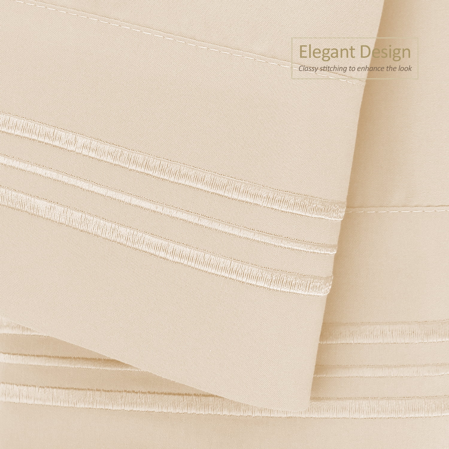 Clara Clark Pillow Cases Premier 1800 Microfiber Collection Pillow Case Set Of 2 Pieces, King Size, Beige Cream