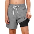 thumbnail image 2 of ATOGUTA Boys Swim Shorts with Liner Bathing Suits Summer Quick Dry Swimwear Swim Trunks Size 5T-14, Gray, 2 of 6