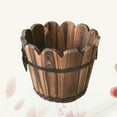 thumbnail image 7 of Gongxipen Solid Wood Carbonized Fleshy Flower Pot Balcony Planting Preservative Flower Holder Home Decoration Retro Wooden Small Wave Mouth Small Size (Brown), 7 of 7