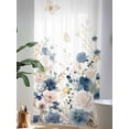 thumbnail image 4 of Sheer Curtains 84 Inches Long, Navy Blue Spring Floral Semi Sheer Curtains Light Filtering Window Treatment, Elegant Pastoral Flowers Watercolor Privacy Voile Drapes for Living Room 52x84 Inch, 4 of 7