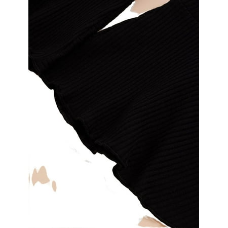 

Casual Plain Flare Leg Black Toddler Girls Pants (Girl s)