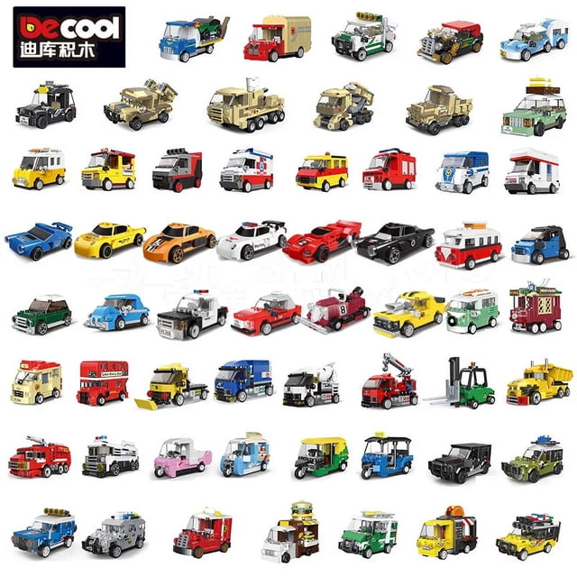 Bloques de construcción para niños, coche de carreras para armar juguete de ladrillos, autobús, vehículo de ingeniería, ambulancia, modelo extraíble, Compatible con Lego