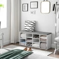 thumbnail image 3 of FDW Shoe Bench Storage Bench with Padded Seat 10 Compartments Holds Up to 600 lb,White, 3 of 7