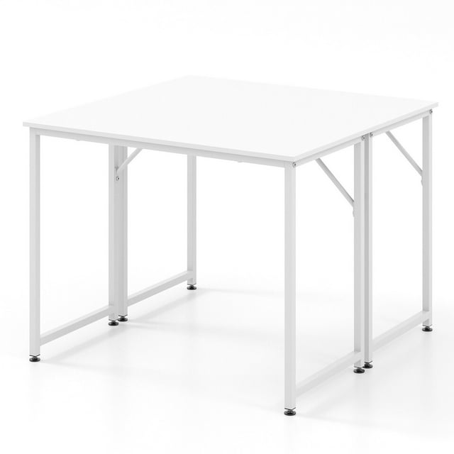 Gymax 2PCS Home Office PC Table Rectangular Meeting Room Table 40''x19.5'' w/ Metal Frame