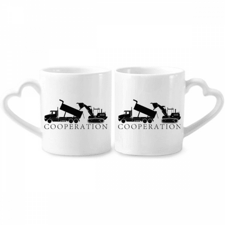 

Cooperative Transport Sediment Trucks Couple Porcelain Mug Set Cerac Lover Cup Heart Handle