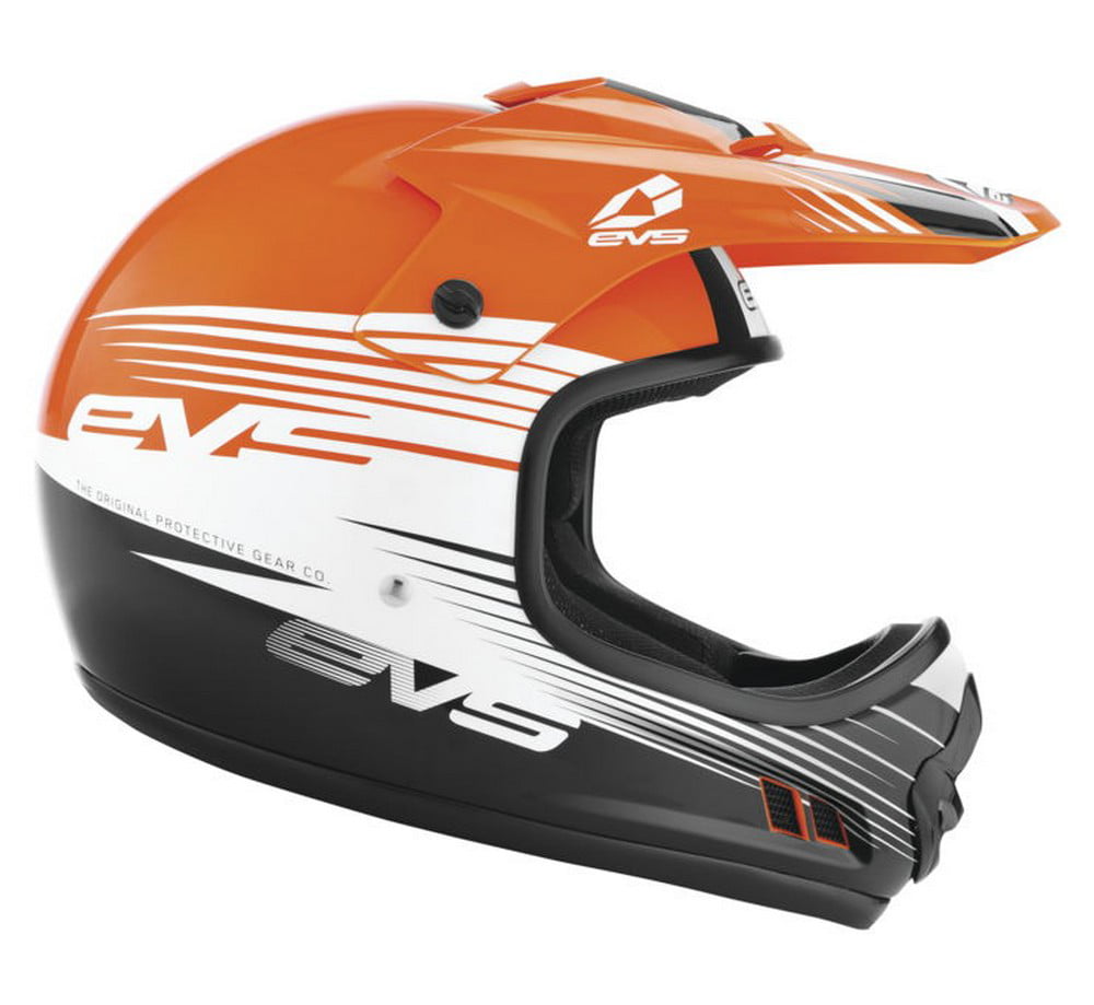 EVS Sports boys off road Helmet T3 Works Orange/White/Black, Youth Medium