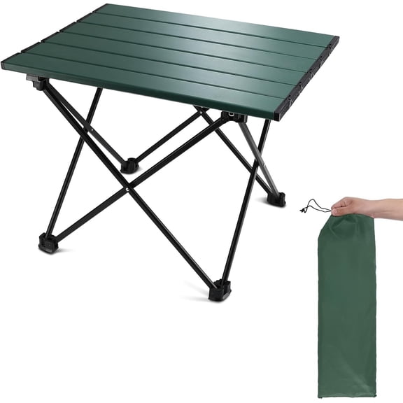 24''Portable Camping Side Table, Ultralight Aluminum Folding Beach Table with Carrying Bag