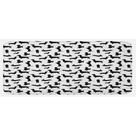 

Dog Lover Kitchen Mat Monochrome Dachshunds in Numerous Stances Active Life Pet Canine Abstract Image Plush Decorative Kitchen Mat with Non Slip Backing 47 X 19 Black White by Ambesonne