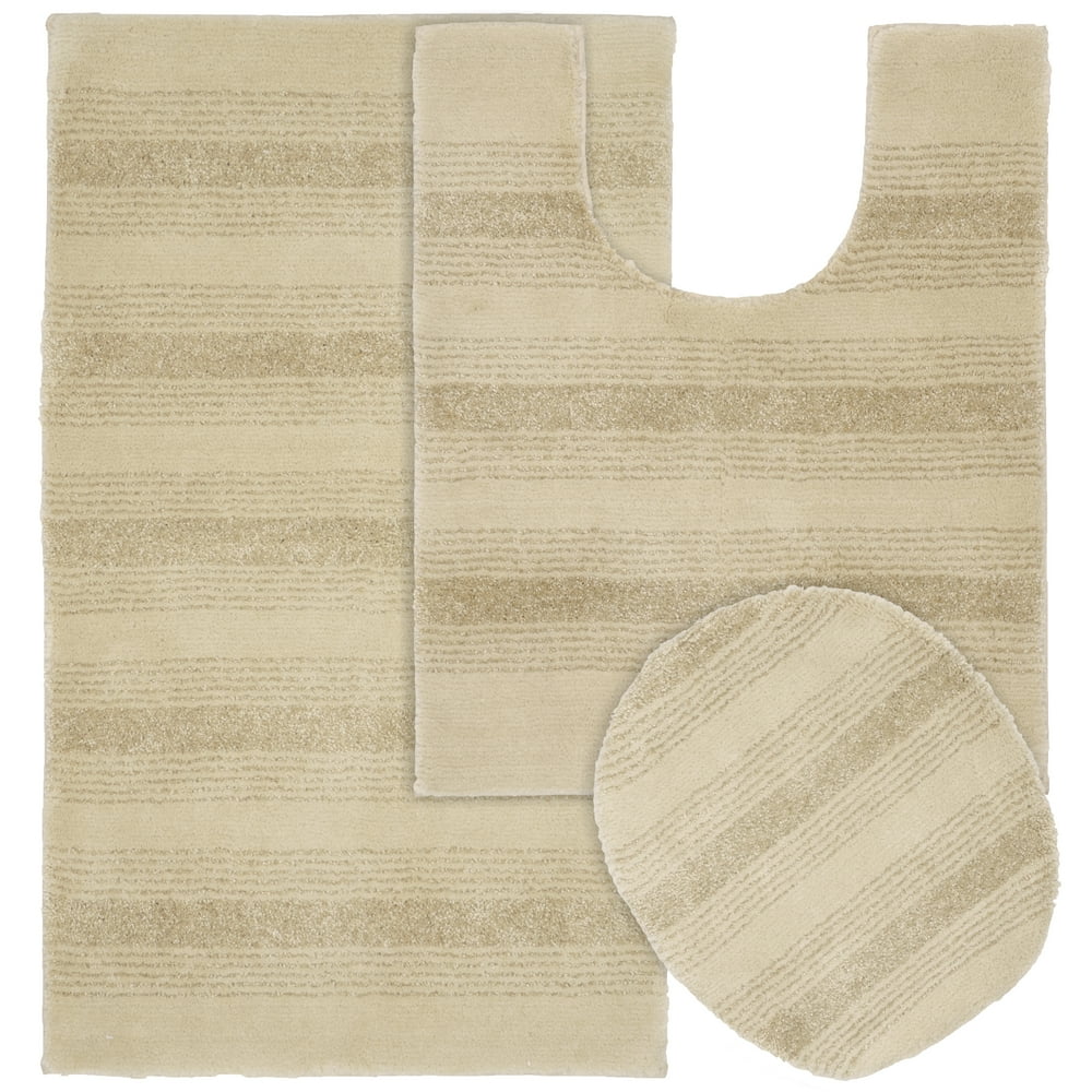 Garland Rug Essence 3 Piece Nylon Washable Bathroom Rug Set Linen