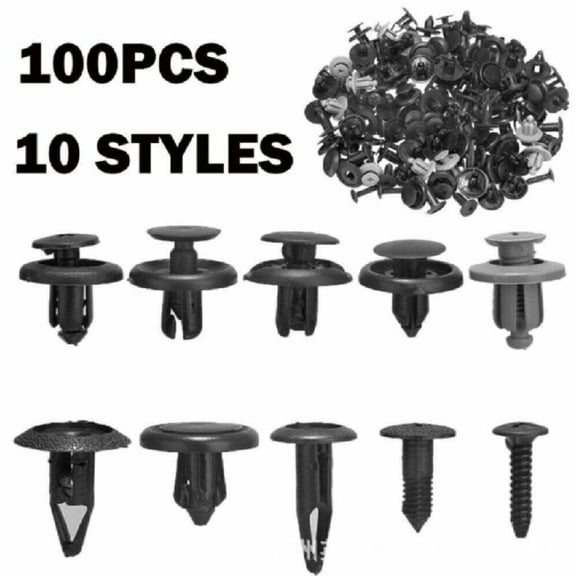 100 Piece Trunk Screw Rivets Set, Auto Plastic Fastener Clips for Car Bumpers and Fenders, TIKA