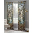 thumbnail image 4 of Vintage Cranes Sheer Curtains 96 Inch Length 2 Panels for Living Room, Country Retro Chic Glass Flower Textured Voile Kitchen Curtain Set, Luxury Privacy Drapes Window Treatment for Bedroom, 4 of 7