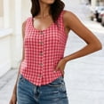 thumbnail image 5 of Horkkom Going Out Tops for Women Summer Linen Sleeveless Tops Dressy Casual V Neck Button Tank Tops XXL, 5 of 7