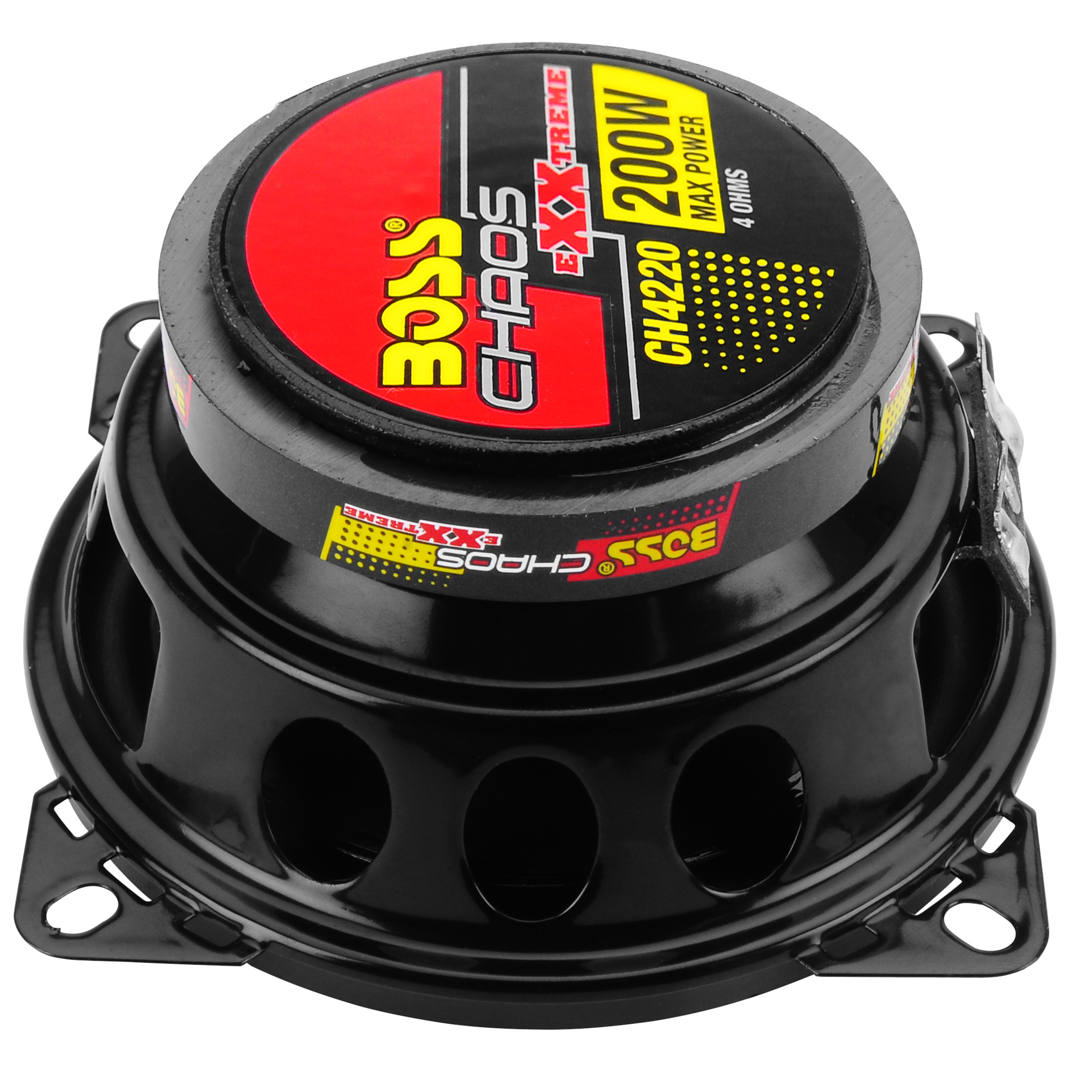 BOSS Audio Systems CH4220 Chaos Series 4 Inch Car Audio Door Speakers - 200 Watts Max, 2 Way, Full Range, Coaxial, Hook Up To Stereo and Amplifier, Tweeters