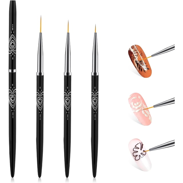 Juego de 3 pinceles para delineador de uñas, pinceles para decoración de uñas, pincel fino para diseño de esmalte de uñas, para esmalte en gel, tiras de manicura francesa, herramientas para uñas