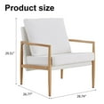 thumbnail image 3 of GZXS Velvet Leisure Chair with Solid Wood Armrest and Feet, Mid-Century Modern Accent Sofa, for Living Room Bedroom Studio, White, 3 of 9