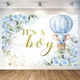 thumbnail image 2 of 8 x 6 ft Its a Boy Backdrop for Baby Shower Decorations, Blue Flower Little Elephant Boy Baby Shower Decorations Photoshoot Backdrop Banner for Gender Reveal Celebration Background, 2 of 6