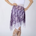 thumbnail image 4 of Triangle Sequin Fringe Mesh Hip Scarf Arabian Scarves Wrap Without Coins Purple, 4 of 5