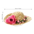thumbnail image 2 of FELTECHELECTR 1 sombrero de paja para perro, sombrero de paja con margaritas, accesorio para cachorro, estilo hawaiano (flor rosa M), 2 of 6