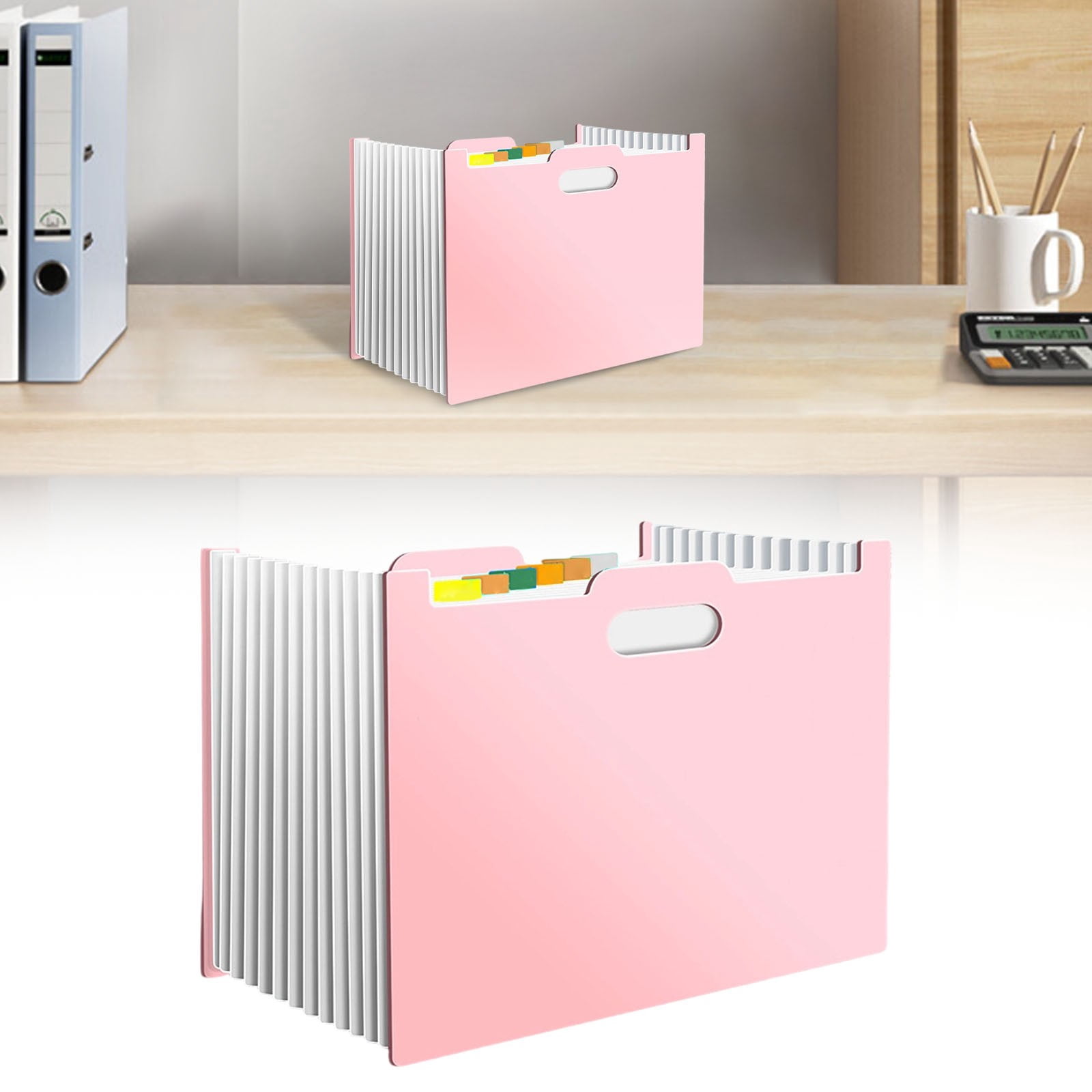 4 Pack 13-Pocket Expanding File Folders, Pastel Accordion Organizers (Pink/Blue/Beige/Green), A4/Letter Size 12.99x9.25in Portable Document Holders with Index Tabs for Home & Office