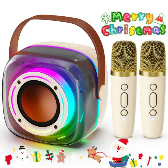 Bocina JYX, Altavoz Bluetooth Portátil con 2 Micrófonos Inalámbricos y Luces LED de Colores, D39-T