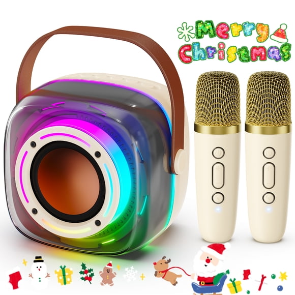 Bocina JYX, Altavoz Bluetooth Portátil con 2 Micrófonos Inalámbricos y Luces LED de Colores, D39-T