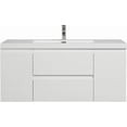 thumbnail image 4 of 48“ Floating Wall Mounted Bathroom Vanity Cabinet with Ceramic Sink and Drawers, One-Piece Sink Basin, Whtie, 4 of 11