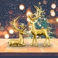 thumbnail image 5 of XIBUFE 2026 New 2Pcs Small Christmas Deer Figurines Resin Couple Reindeer Decor Tabletop Decorations Sitting & Standing Elk Sculpture Statues Gold Reindeer Christmas Decoration, 5 of 7