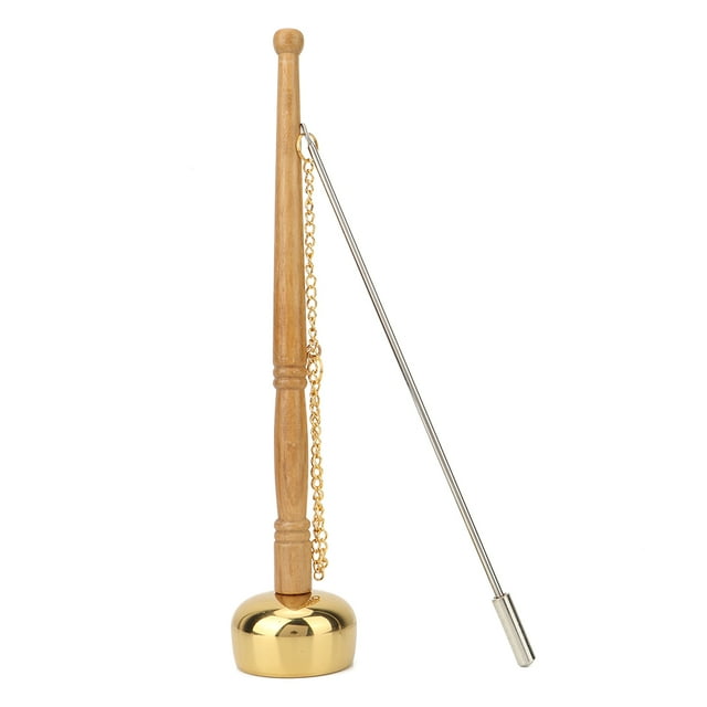Campana de Budismo de Latón para Cantar Escritura, Instrumento Con de Madera, Sonido Clásico para Suministros Budistas, Regalos de Colecció