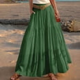 thumbnail image 4 of Gamivast Womens Maxi Skirt Linen Elastic High Waist Belted Long Skirt Solid Color Pockets Casual Skirt A-Line Flowy Summer Beach Vacation Daily Wear, 4 of 7