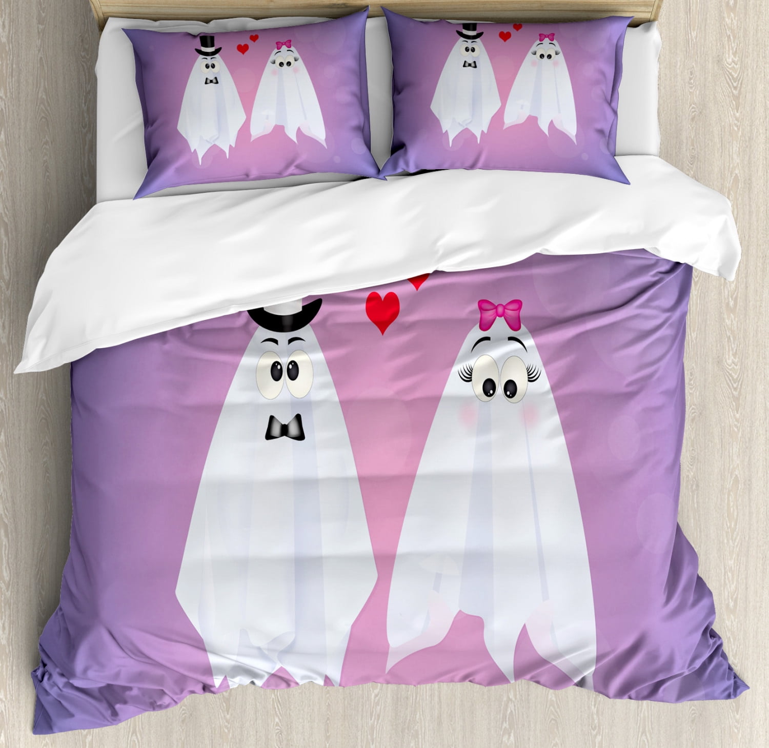 Ghost Duvet Cover Set King Size Funny Ghost Couple Wedding Of
